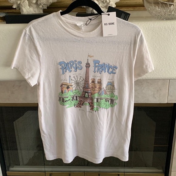 REDONE | Tops | Bnwt Redone Paris France 7s Loose Tee Shirt Top Vintage White Size Xs | Poshmark
